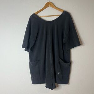 Free People Movement Hot Shot Tee Romper Black Cotton Short Sleeve Relaxed Sz L